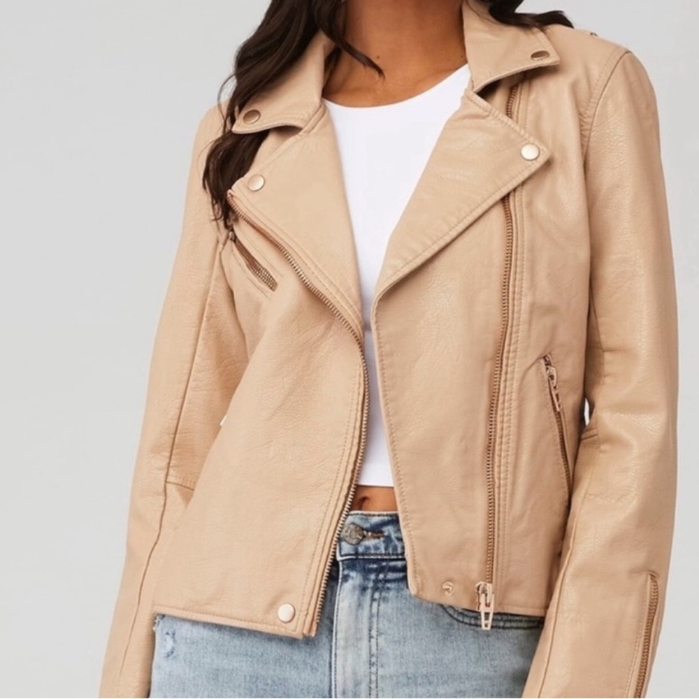 Blank NYC Tan Vegan Leather Riding Jacket